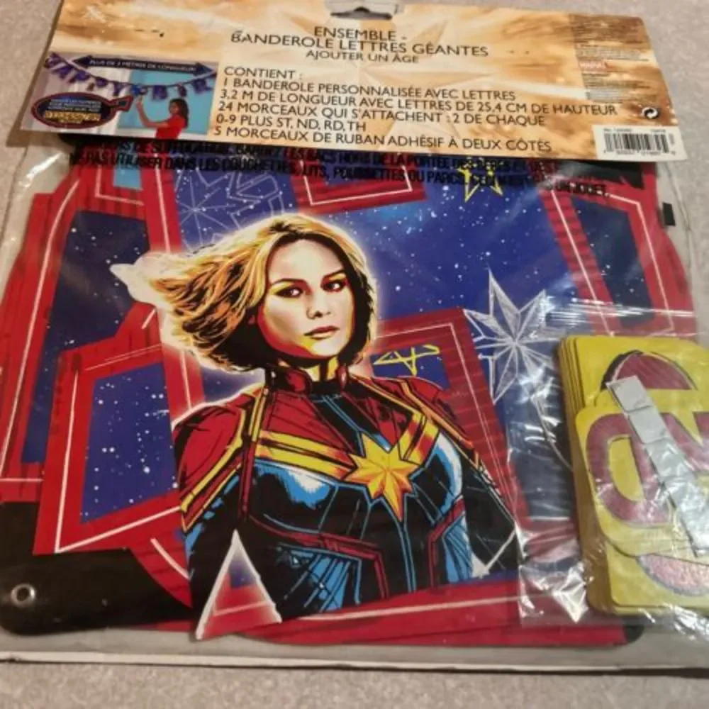 CAPTAIN MARVEL JUMBO LETTER BANNER KIT ~ Birthday Party Supplies Decoration Blue
